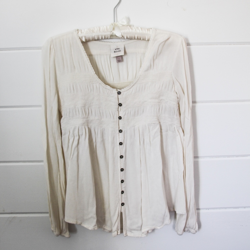 Boho Cream Long-sleeve Shirt